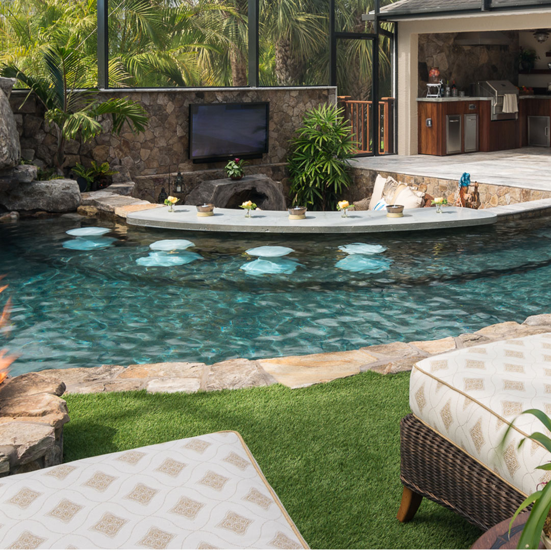Would your Insane Pool have a swim-up bar? What's your drink of choice? Maybe a margarita, daiquiri, pina colada, rum punch, ice-cold beer, some ice tea, or an ice-cold lemonade…
 
 #insanepools #lucaslagoons #swimupbar #pool #poolbuilder