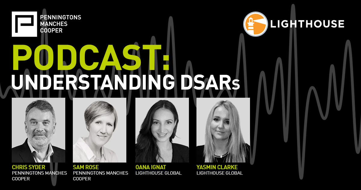 Penningtonslaw's tweet image. #Emplaw partner Chris Syder and #dataprotection specialist Sam Rose have teamed up with legal technology provider @lhediscovery to help demystify the legal obligations associated with responding to #DSARs. Listen to their four-part podcast series here: bit.ly/3qks3Ad