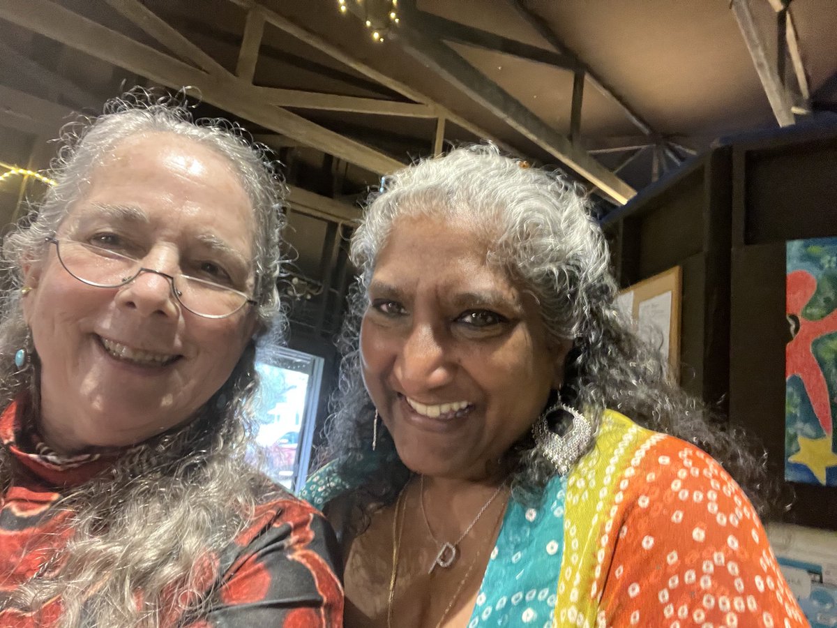 crow_johnson's tweet photo. Crow Johnson Evans and Patty Prasada-Rao at Kerrville folk festival. #crowspun, #kerrvillefolkfestival, #texashillcountry, https://t.co/Tjot7emzFG
