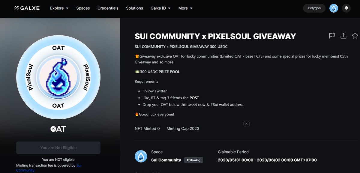 Community_Sui's tweet photo. SUI COMMUNITY x #PIXELSOUL GIVEAWAY
🎁Giveaway exclusive OAT for lucky communities (OAT - FCFS) and some special prizes for lucky members! 05th #Giveaway and so more!
Claim OAT
https://t.co/VGHVOeZleI
💵300 USDC
Drop your #Sui wallet address now👇
#Sui #SuiCommunity #OAT