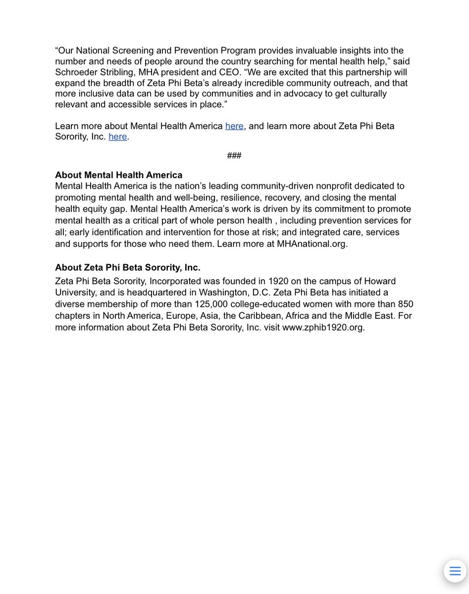 ZPhiBInc1920's tweet photo. Excited to officially announce our new partnership w/ @MentalHealthAm!

*Resource links*
@MentalHealthAm Screening Data
https://t.co/tmM22ZEkIM

@MentalHealthAm National Screening &amp; Prevention Program 
https://t.co/qZVFvs5F1C

#mentalhealthmonth #mentalhealthamerica #zetaphibeta https://t.co/bn9LYBhVFd
