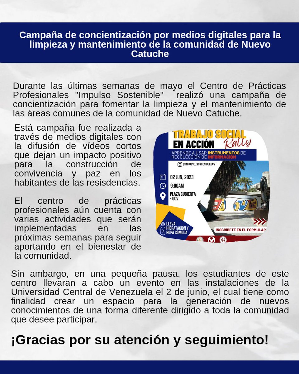 impulsostucv's tweet photo. 📢Boletín informativo #6 
Entérate de nuestras últimas actividades realizadas en la  comunidad de Nuevo Catuche en #Puertacaracas en la #Pastora https://t.co/re0UuPYLdq