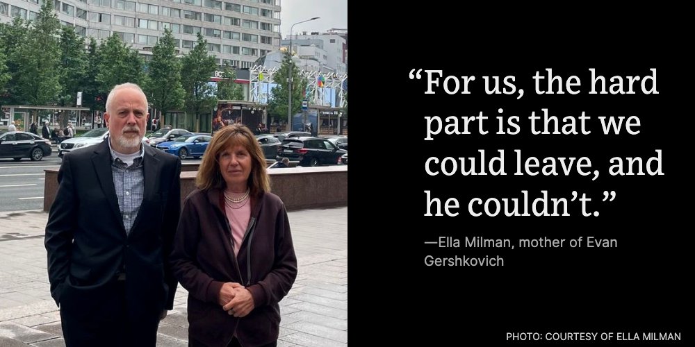 Evan Gershkovich’s parents traveled from Philadelphia to Moscow last week for his pretrial hearing, at which the reporter’s detention was extended until at least Aug. 30 on.wsj.com/3N4IBFa