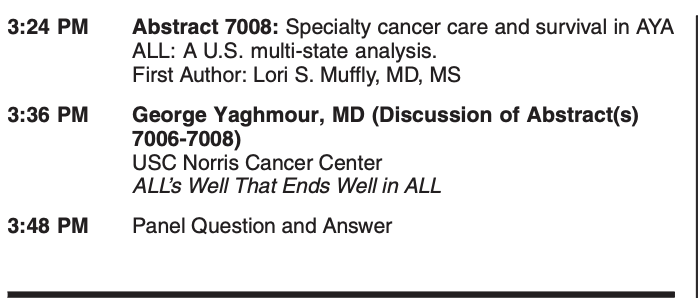 Please join us on June 2nd at 1pm for the <a href="/ASCO/">ASCO</a> #ASCO23 oral abstract session on leukemia, MDS &amp; cell therapies! It's an incredible lineup of abstracts covering CAR-T, myeloid malignancies, and ALL! 

I'm excited to be discussing Abstracts 7003-7005 #leusm #mdssm