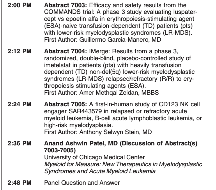 Anand_88_Patel's tweet photo. Please join us on June 2nd at 1pm for the @ASCO #ASCO23 oral abstract session on leukemia, MDS &amp; cell therapies! It's an incredible lineup of abstracts covering CAR-T, myeloid malignancies, and ALL! 

I'm excited to be discussing Abstracts 7003-7005 #leusm #mdssm https://t.co/H28ajA5cRE