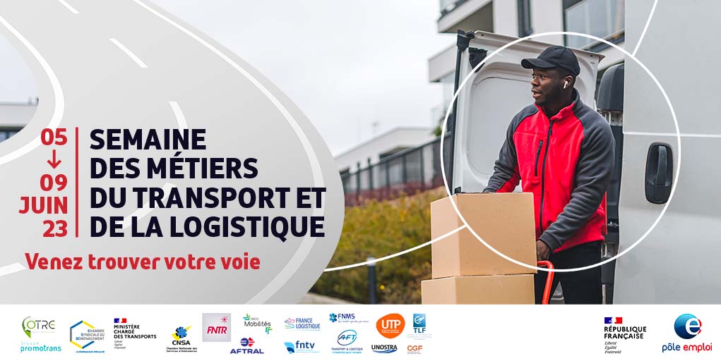 📅La semaine des métiers du #transport et de la #logistique, c'est du 5 au 9 juin ! 
#AvecPôleEmploi et ses partenaires pour faire découvrir les métiers, les formations et les entreprises qui recrutent dans la région. Près d'une centaine d'événements 👉plmpl.fr/c/QQCnw