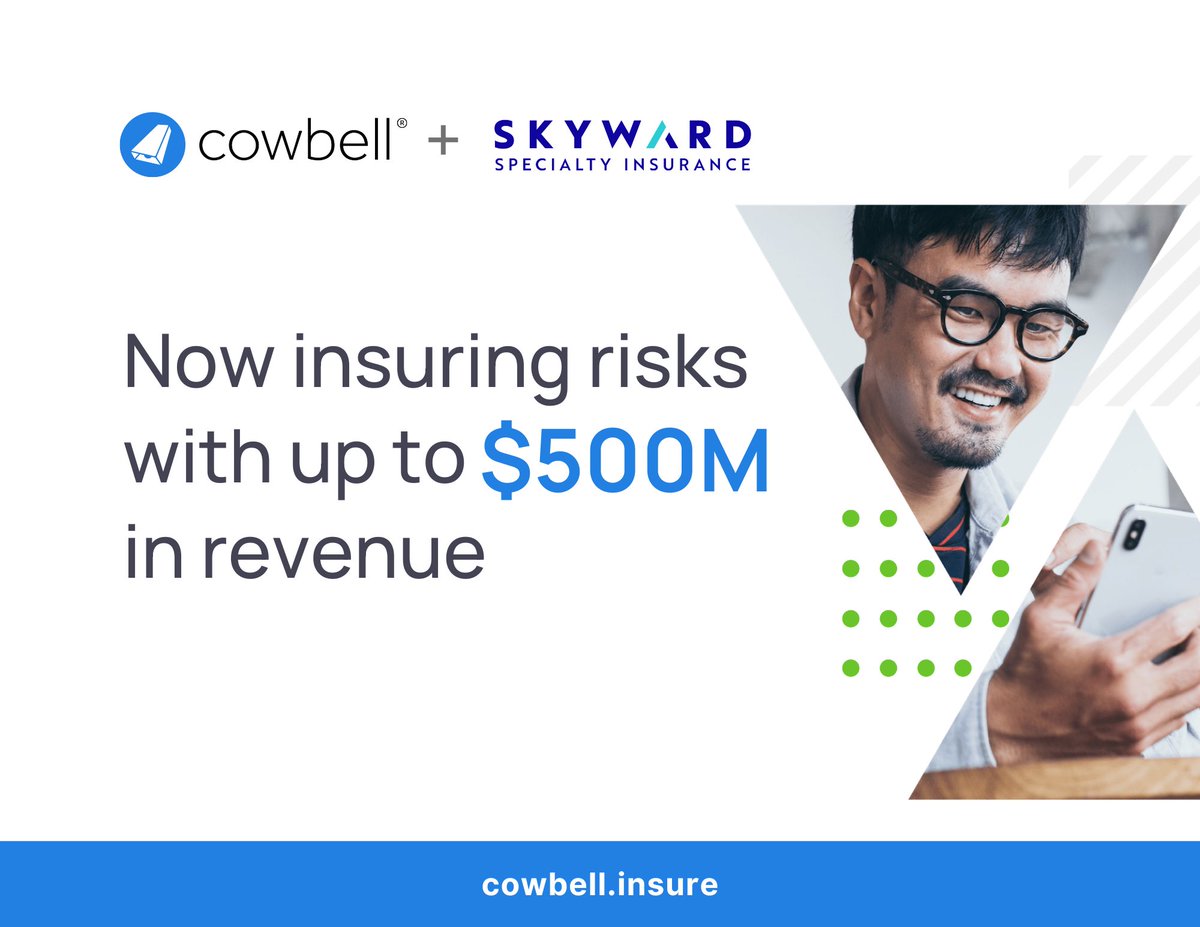 Our newly announced partnership with <a href="/SkywardInsuranc/">Skyward Specialty Insurance</a> amplifies our #reinsurance capacity for our cyber liability and a new Tech E&amp;O program, which is designed to cover businesses with revenue up to $500 million bit.ly/3N1jOSr