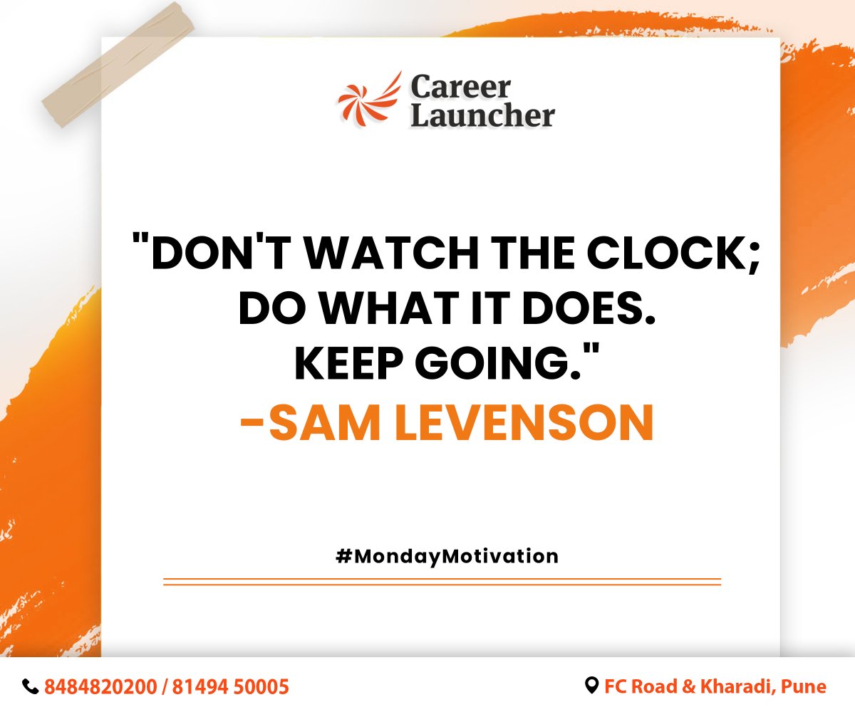 Don't watch the clock; do what it does. Keep going. - Sam Levenson

🌏 careerlauncher.com/clat-coaching-…
📲FC Road: 084848 20200 Or Kharadi: 81494 50005
✉️pune@careerlauncher.com

 #careerlauncher #Bestclatcoaching #Bestcatcoaching #Bestclatcoachinginpune #Bestcatcoachinginpune #pune