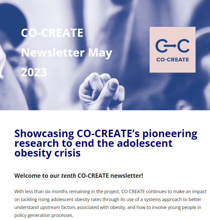 CO-CREATE's #newsletter No. 10 has been issued! 🎉🙌📃

It provides updates on...
🔵Adolescent #obesity research 
🟢Conferences &amp; events
🟠#HealthyVoices, #DialogueForum tool
🔴CO-CREATE's Youth Taskforce 

Take a look at the new edition here 🔎🔗👇
ow.ly/z6cp50OAShV