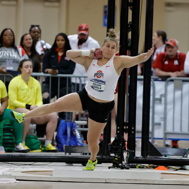 OhioStAthletics's tweet photo. 5️⃣0️⃣ Years of #TitleIX ✨ 

Ohio State's 2021 Female Athlete of the Year
Adelaide Aquilla is a 4️⃣-time NCAA Champion, Olympian and NCAA record holder in the outdoor shot put, in addition to a volume of other accolades and championships.

🏃‍♀️: @adelaideaquilla | @OhioStateTFXC