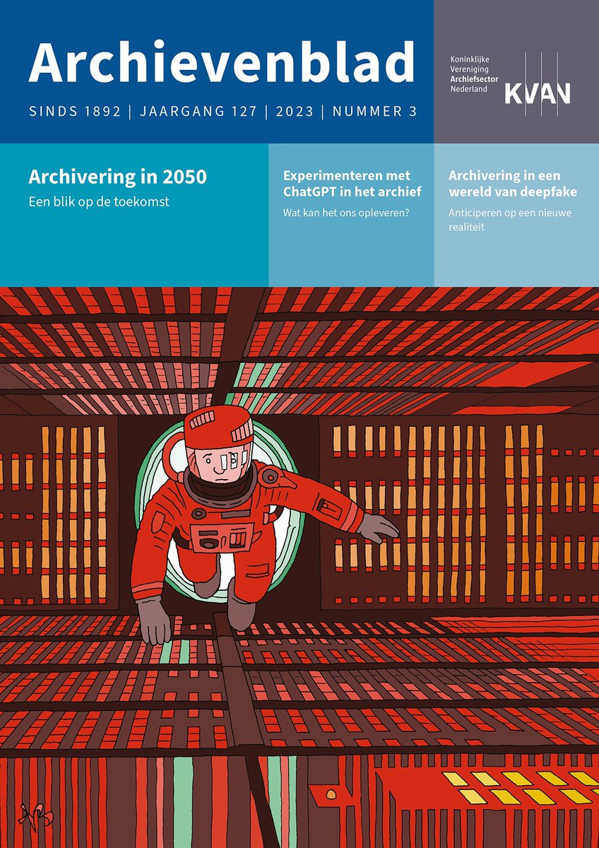 Thema van het nieuwste Archievenblad is de toekomst met oa
* Archivering in 2050 door @GJvanBussel
* Experimenteren met ChatGPT door <a href="/Reniervdg/">Renier v/d Giessen</a>
* Welke competenties heeft de dienstverlener nodig? door <a href="/VeraWeterings/">Vera Weterings-van Dijk</a>
* Stand van zaken <a href="/RoosmarijnUbink/">Roosmarijn Ubink</a> door Saskia Noot &amp; <a href="/Reniervdg/">Renier v/d Giessen</a>