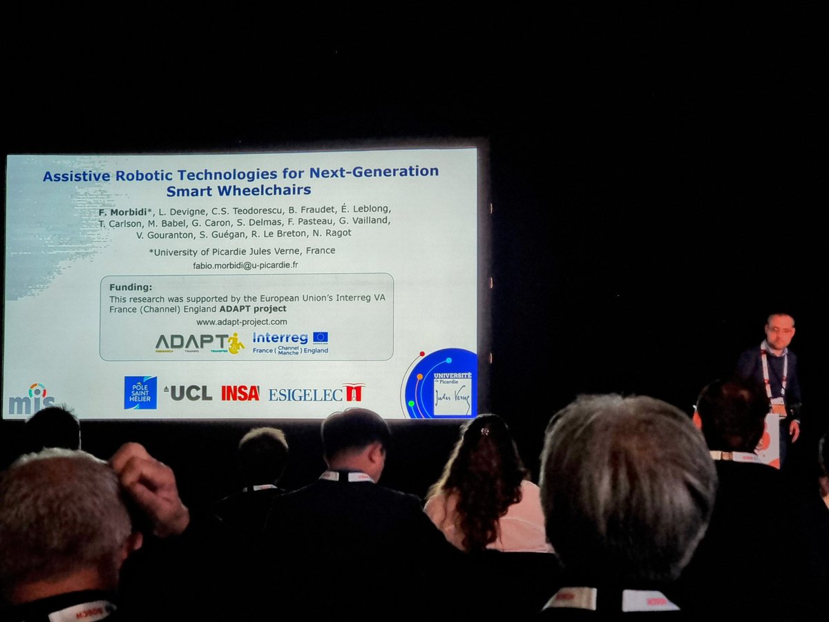 Thanks Fabio Morbidi for presenting our Smart Wheelchair work as part of the @AdaptInterreg project at @ieee_ras_icra 2023 - great long-term collaboration with @UPJV_Univ, @ESIGELEC and @INSA_Rennes