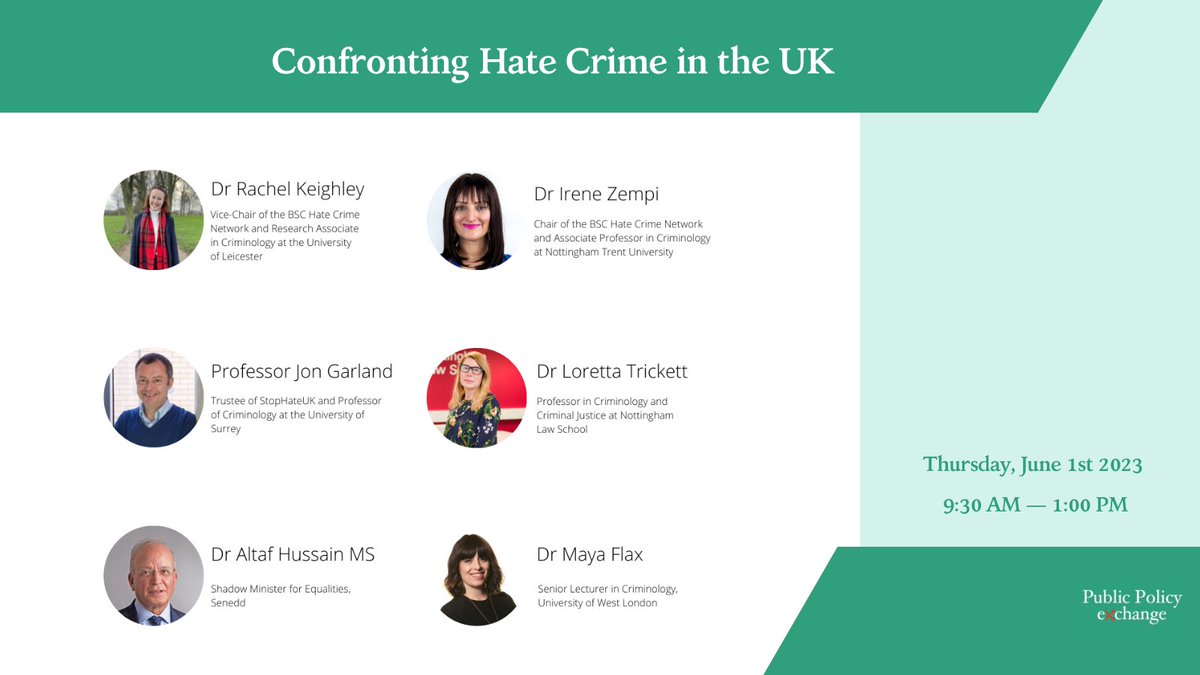 Don't miss tomorrow's #webinar on Confronting Hate Crime in the UK 📅 Thursday, June 1st 2023 ⏰ 9:30 AM — 1:00 PM Register here: publicpolicyexchange.co.uk/event.php?even…
