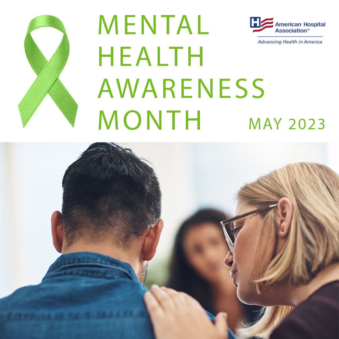 ahahospitals's tweet photo. Hospitals and health systems play an important role in the conversations we have around mental health care, including creating partnerships that address behavioral health issues in innovative ways. Click on our #MentalHealthMonth page for resources. https://t.co/F8523pH7R3 https://t.co/LdJRGPKsQJ