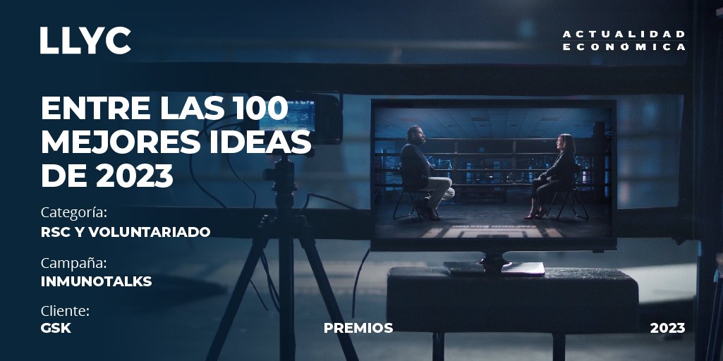 LLYC_Global's tweet image. 🚀 ¡Lo hemos vuelto a hacer! La campaña “Inmunotalks” realizada junto a @GSK_ES por el equipo de #EstudioCreativoLLYC y el área de #ExecutiveLLYC ha sido reconocida como una de las 1️⃣0️⃣0️⃣  Mejores Ideas por @laeconomica. Conoce más el proyecto 👉inmunofitness.es/inmunotalks/