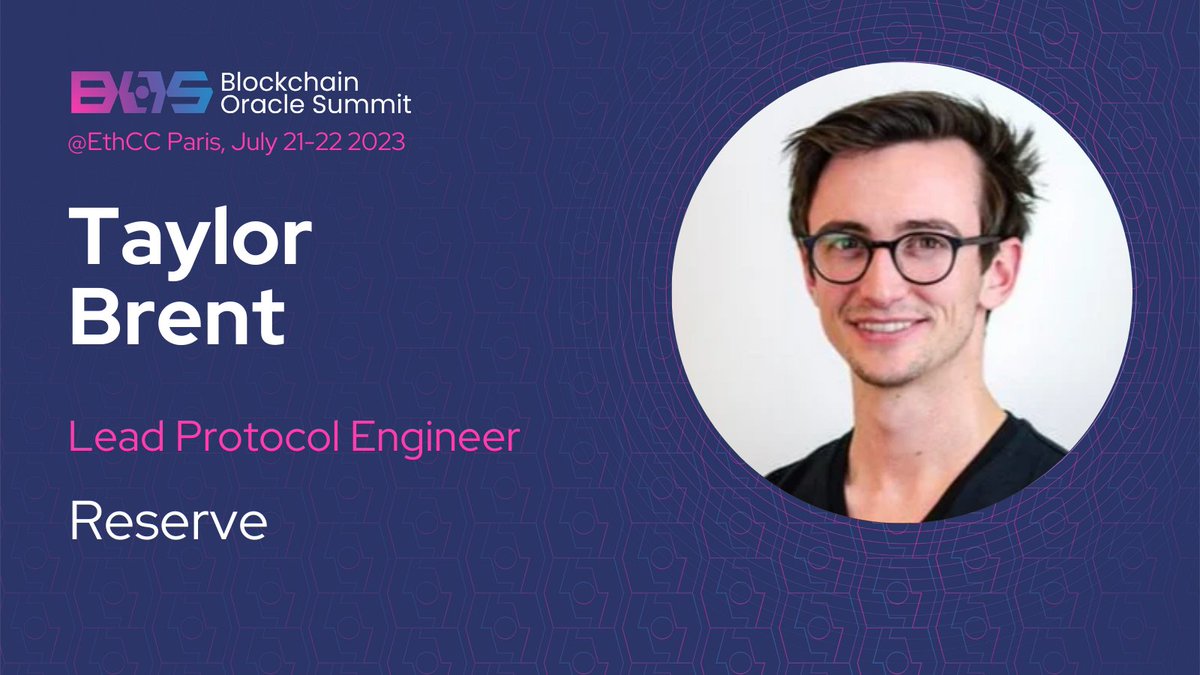 📢Agenda Update

Taylor Brent(@taylo_r_) Lead Protocol Engineer <a href="/reserveprotocol/">Reserve 🌐</a> is speaking at #BOS23!

He'll share oracle considerations from his experience building the world's first permissionless protocol for creating asset-backed stablecoins

Only at bos23.store