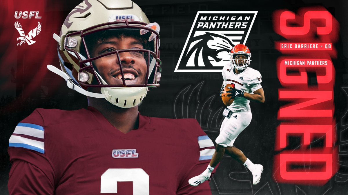 TheUSFLNewsHub's tweet photo. New Jersey Generals Claim Quarterback Eric Barriere Off Waivers From The Michigan Panthers (via @ByMikeMitchell) https://t.co/CxPM2GtYCj #USFL #USFLNews #NJGenerals https://t.co/16aKmJbe7i
