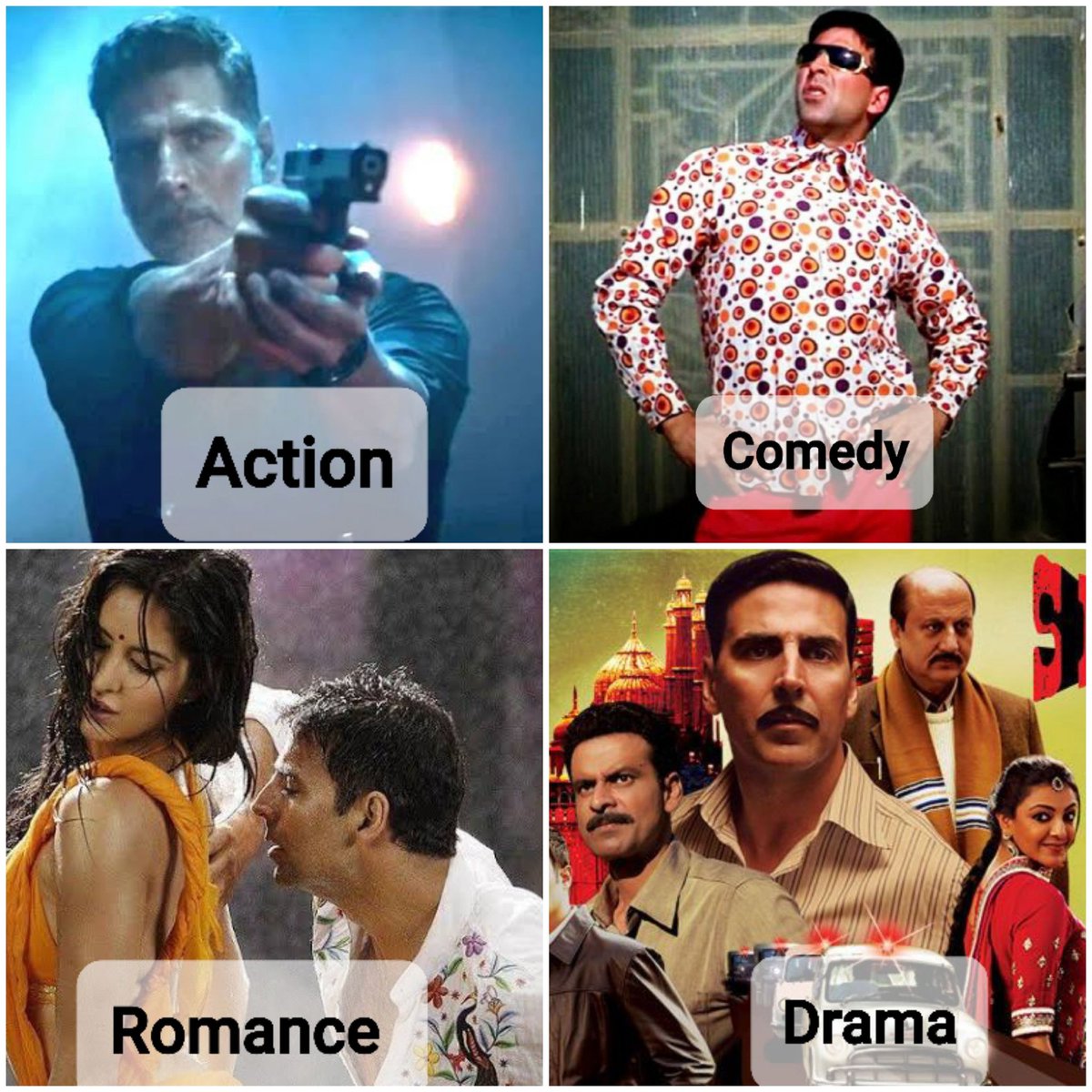 There is only one Versatile King of Bollywood- #AkshayKumar ❤

Akshay Kumar has mastered each and every Genre and no one comes close to him

#AkshayKumar Iconic Raju Pose Popularity >>> 11 bots Nepokid #HrithikRoshan whole existence