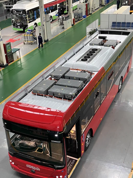 Roof view of the new NCT battery electric bus