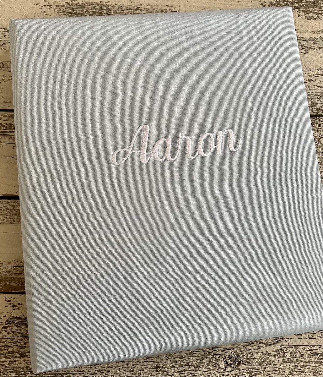 sooburns's tweet photo. Light blue moire baby monogrammed journaling keepsake book on sale for $20.00 off at; https://t.co/2u4fm3Txxh https://t.co/d42LgJpY1N