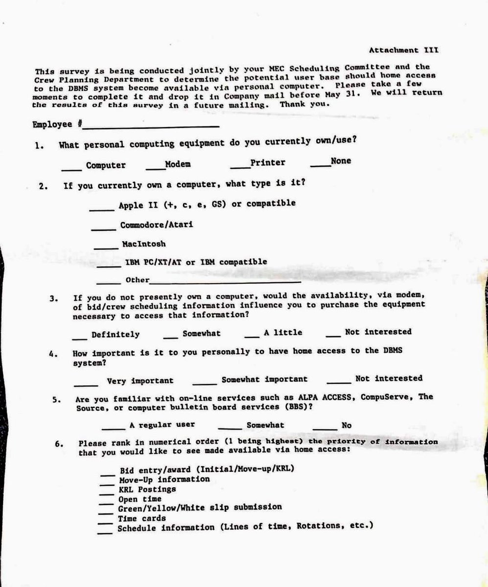xJonNYC's tweet image. DL: June 1st marks 35 years since Delta’s pilot scheduling software was implemented. My understanding is that basically this is still in use, hasn’t been replaced