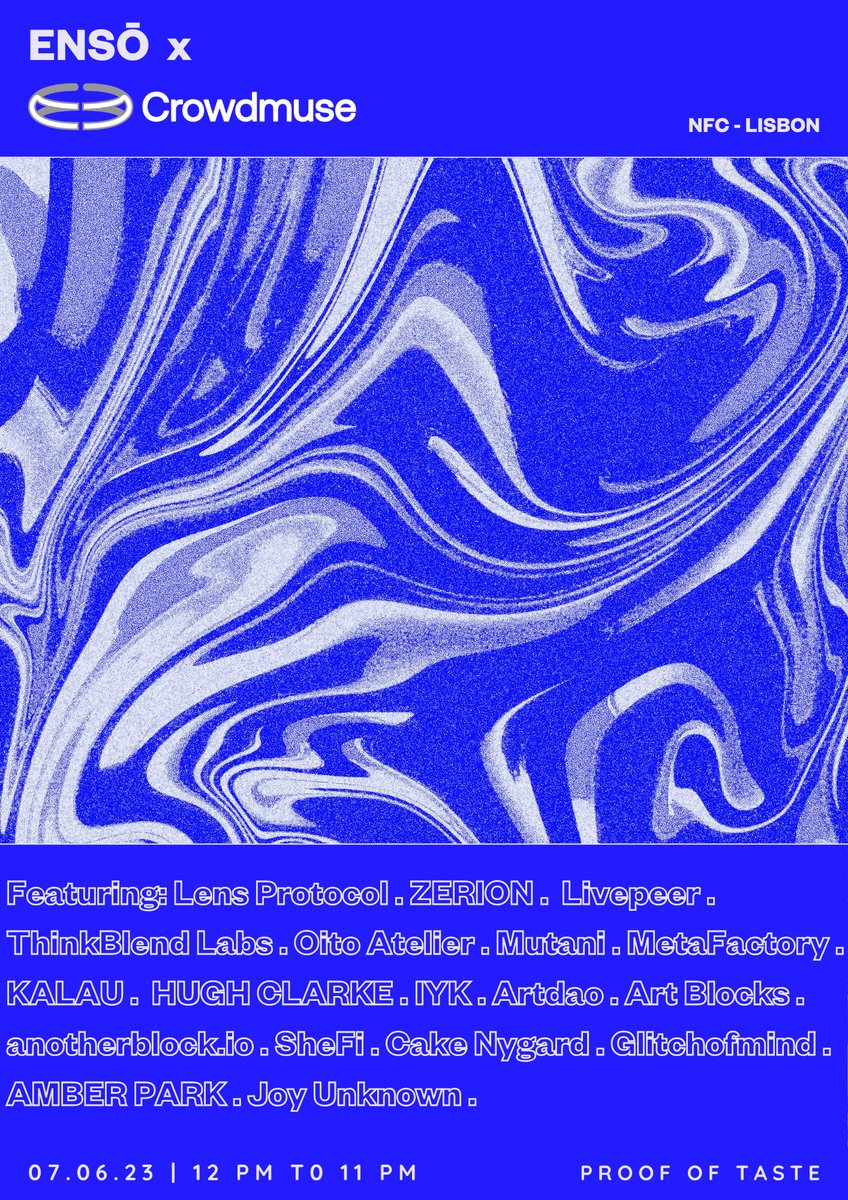 gm! Were hosting an all-day pop-up shop🛍️ in Lisbon June 07 together with:
<a href="/crowdmuse/">MUSE</a> 
<a href="/LensProtocol/">Lens</a> 
<a href="/zerion/">Zerion</a> 
<a href="/Livepeer/">Livepeer</a> 
<a href="/anotherblock_io/">anotherblock</a>