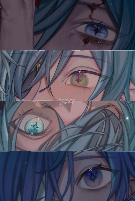 「blue hair star-shaped pupils」 illustration images(Latest)