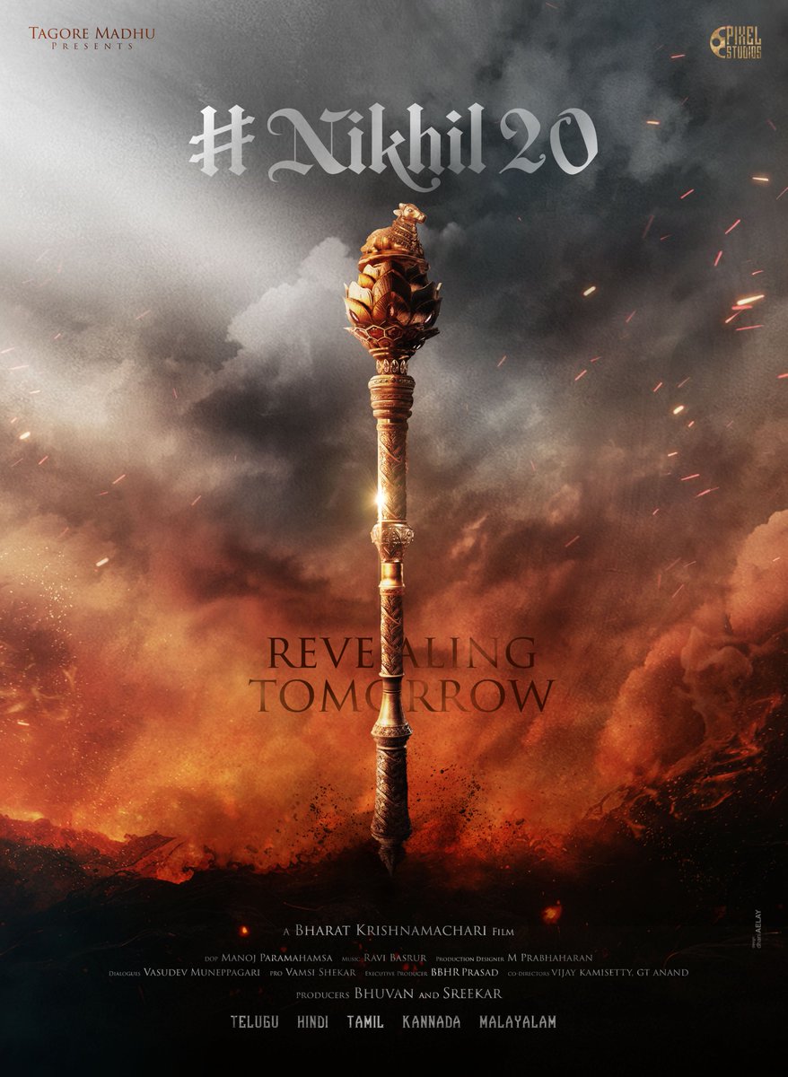 Happy and Proud moment... 
The Odyssey has begun... 
<a href="/actor_Nikhil/">Nikhil Siddhartha</a> 
<a href="/manojdft/">manoj paramahamsa</a> <a href="/RaviBasrur/">Ravi Basrur</a> @mmprabu2000 <a href="/TagoreMadhu/">Tagore Madhu</a> <a href="/PixelStudiosoff/">Pixel Studios</a> <a href="/bhuvan_sagar/">Bhuvan Sagar</a> <a href="/PixelStudiosoff/">Pixel Studios</a> 
#nikhil20

Announcement tomorrow...