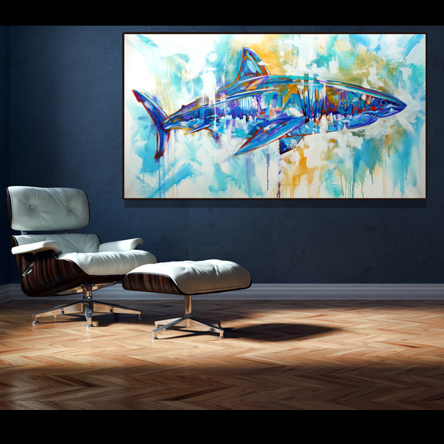 'Battle Hardened' 36'x66' Contemporary Great White Shark painting.

#AbstractArt #GreatWhiteShark #SharkArt #MarineLife #OceanArt