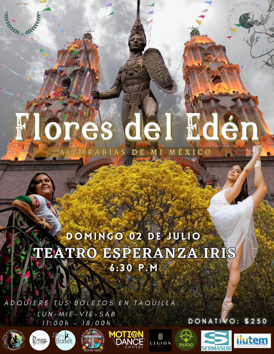 Villahermosa Tabasco, México.
Adquiere tus boletos en taquilla del teatro.