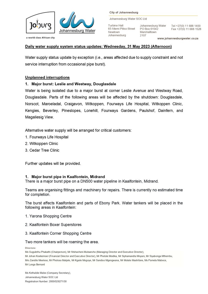 Johannesburg Water tweet media