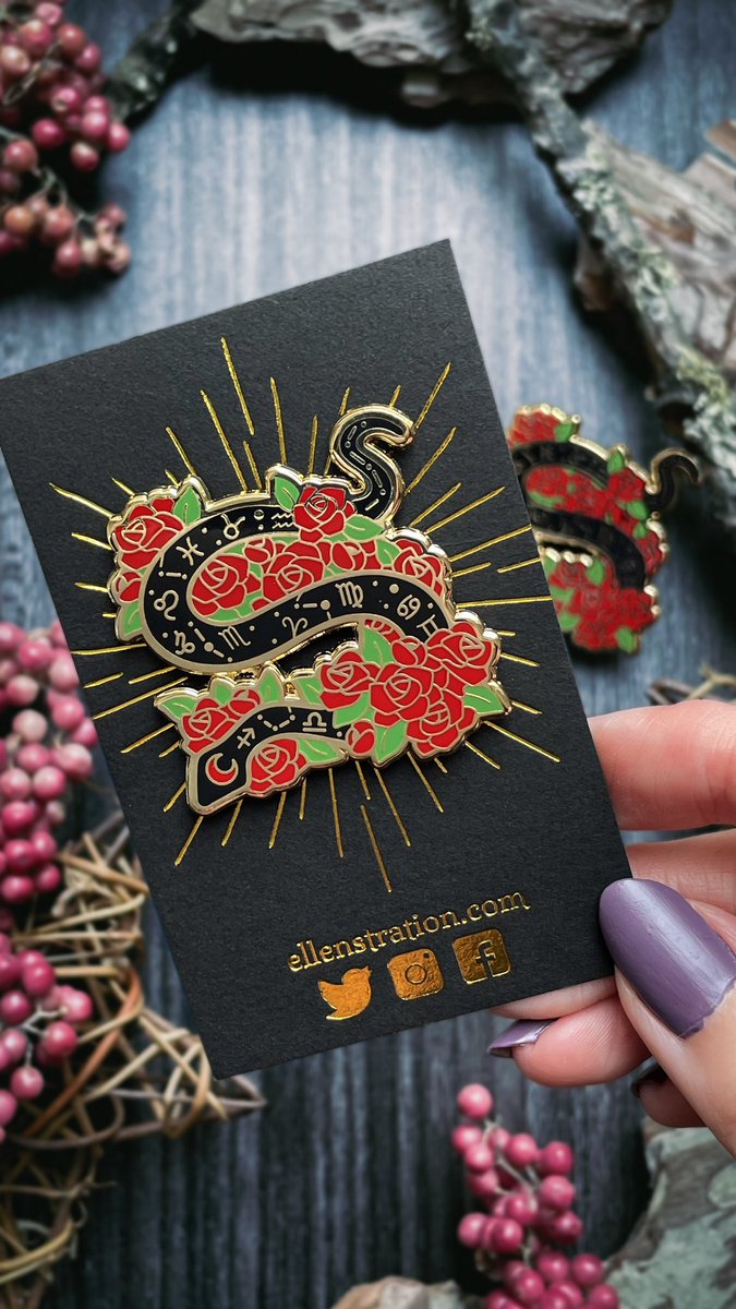 Still one of my fave enamel pins I’ve designed 🐍 🌹