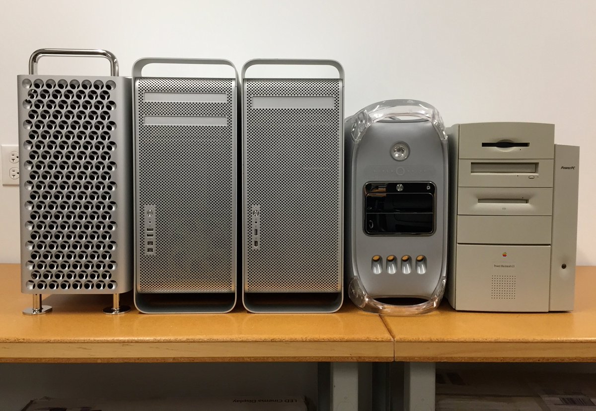 ClassicII_MrMac's tweet image. In anticipation of new 2023 Mac Pro at #WWDC23, I wanted to share a few pictures from my Mac desktop family reunion.😀📷
2019 Mac Pro 3.2GHz 16 Core
2010 Mac Pro 2.66GHz 12 Core
2005 PowerMac G5 2.5GHz 4 Core
2003 PowerMac G4 1.42 Dual Processor
1998 PowerMac G3 333MHz Single