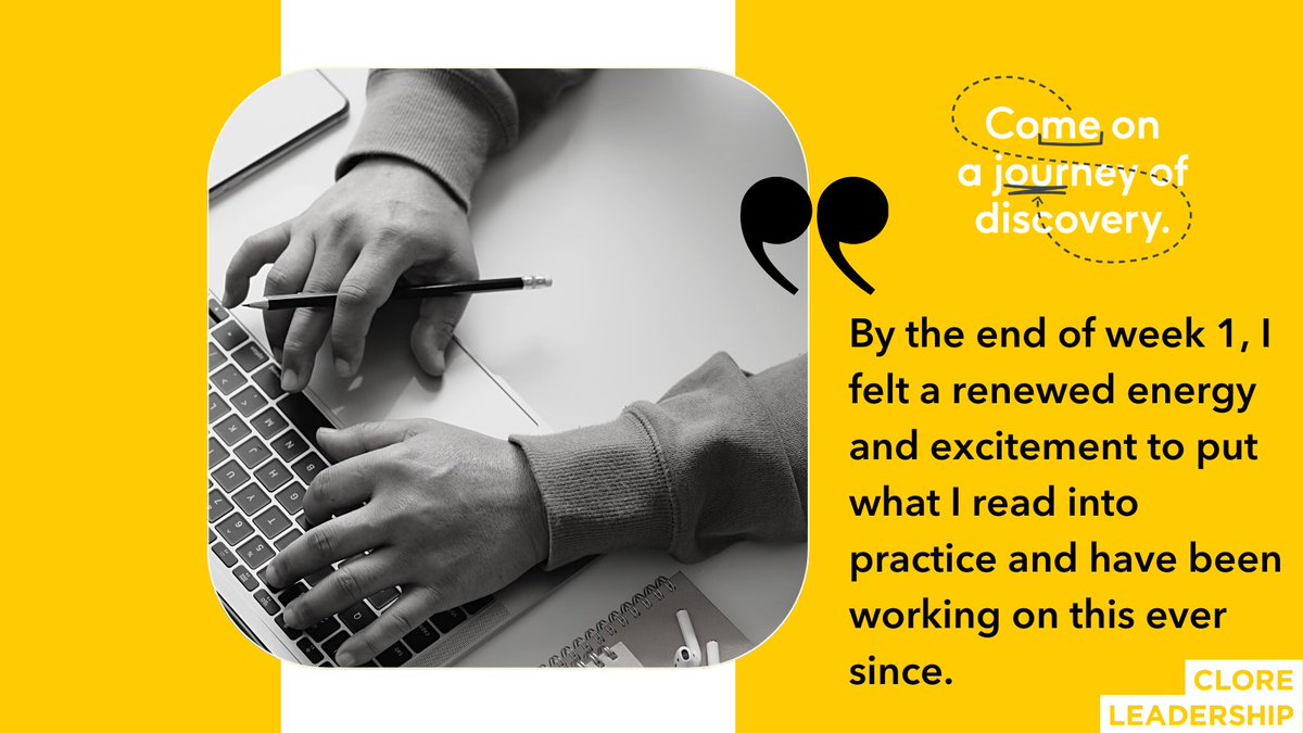 Discover: Your Leadership - final few days for applications

Our 4-week online course is designed to help you gain insight into who you are as a leader and how to develop - all at your own pace.

Applications close Friday bit.ly/CLDiscover