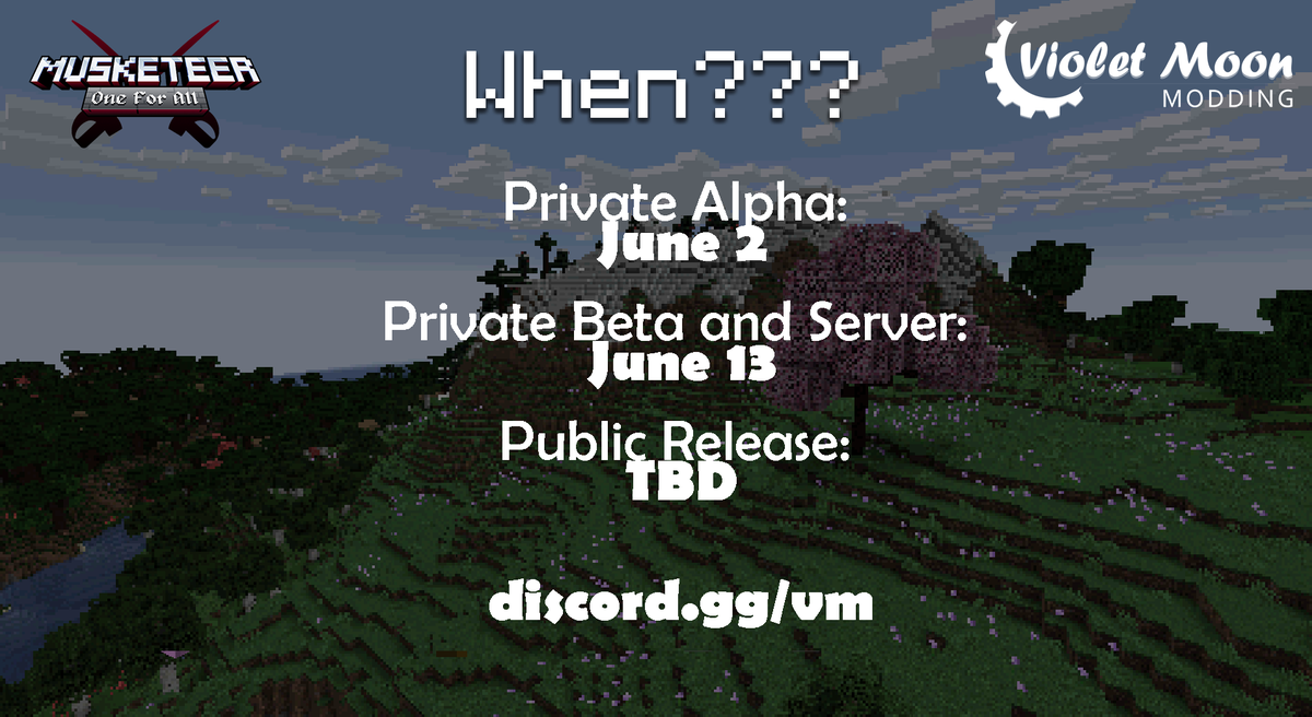 VazkiiMods's tweet photo. Introducing...
⚔ Musketeer - One for All ⚔

ℹ An experimental "vanilla minus" modpack.

🏞️Carefully curated mods and highly configured mods create classic fun, in 1.19.2. Experience the beauty of Minecraft, in a modern version, without the modern metagame.

More below ⬇ https://t.co/R0TLGEe6Ua