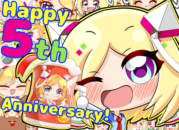 アキロゼちゃんデビュー5周年おめでとう!!!!! 今日という日に乾杯!Cheers  #アロ絵 #アキロゼ祭