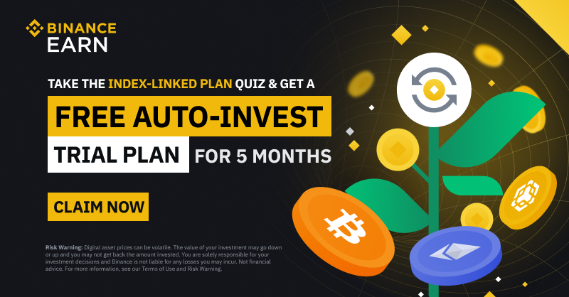 binance's tweet photo. Ending soon ⏰

Challenge yourself with the Auto-Invest quiz for a chance to win a free Auto-Invest Index-Linked trial plan for 5 months!

Start here ⬇️