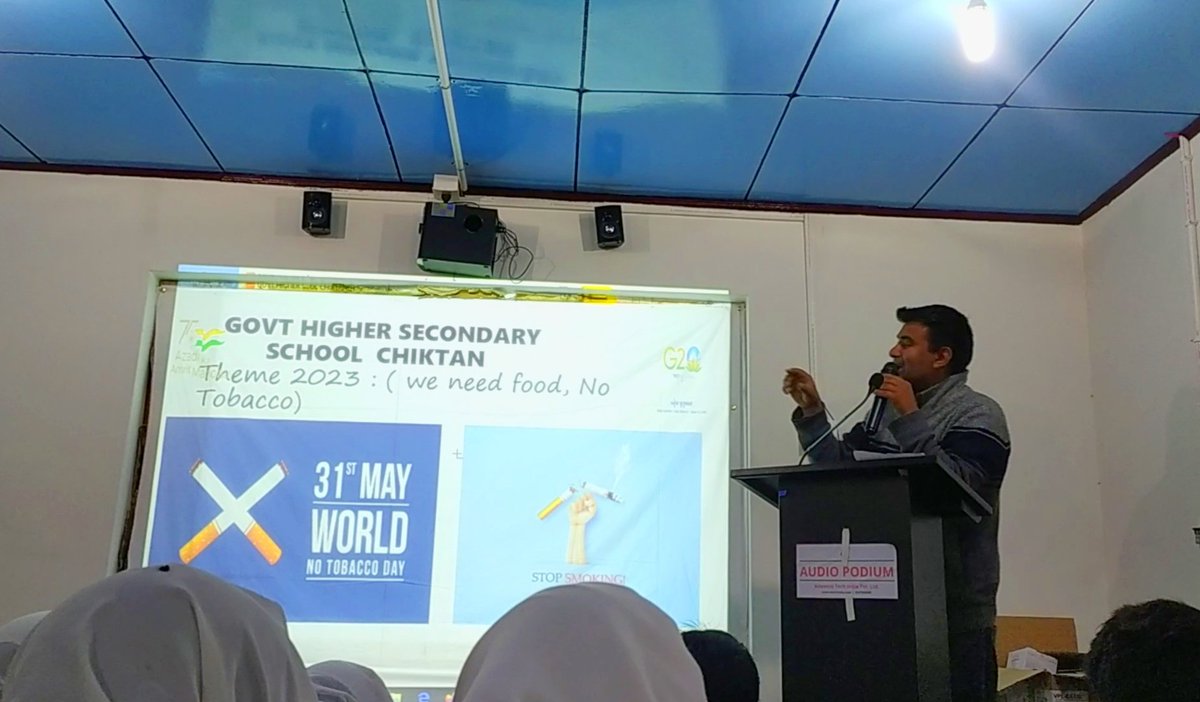 baqirmira's tweet photo. "World No-Tobacco Day " is observed at #GovtHigherSecondarySchool #Chiktan .It is an annual event celebrated every year on 31st May. This year’s theme is “We need food, not tobacco”. Students as well as teacher pledge to quit smoking through signature campaign.
@santoshsukhdeve https://t.co/4rfZn2BwaL