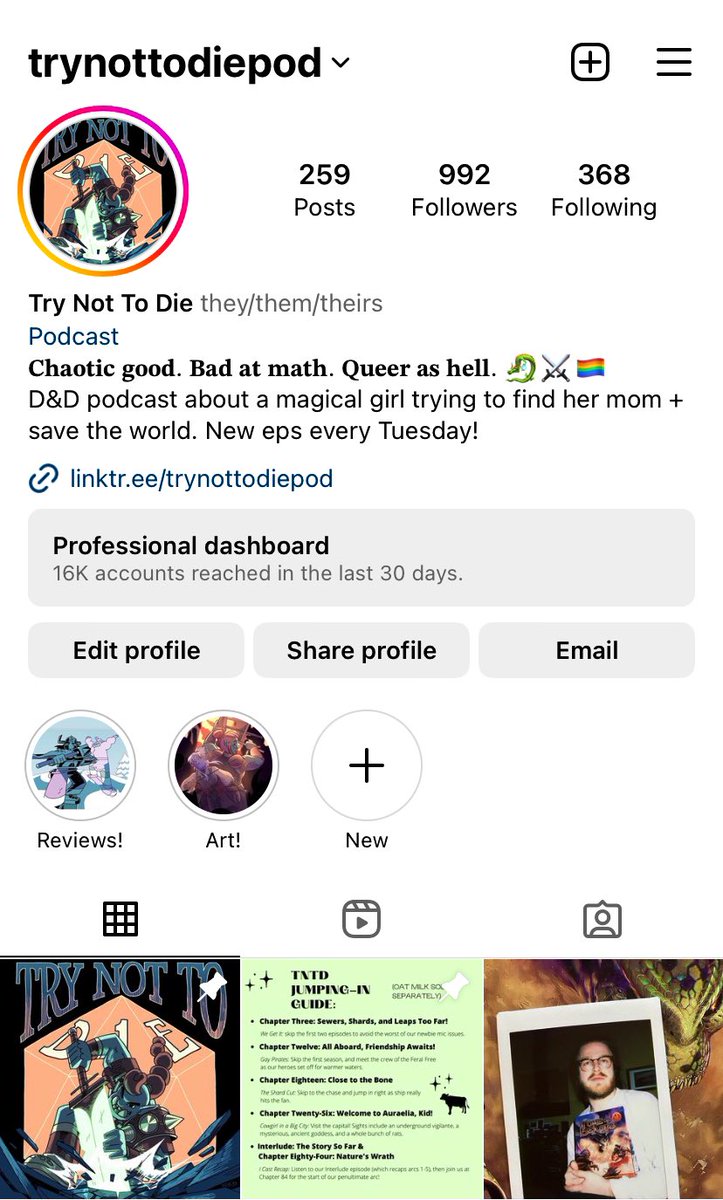trynottodiepod's tweet photo. Hi! 👋 Will you follow us on Insta? That’s where we post pics of our cats (and, y’know, clips from the show).

For anyone new: we’re a queer-as-hell actual-play about a teen half-orc finding her mom &amp; saving magic. ✨

And we’re 8 followers away from 1k! https://t.co/KTaSMvdWAF