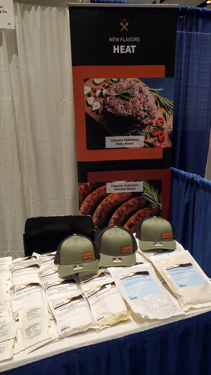 ExcalSeasoning's tweet photo. Thanks to everyone who stopped by our booth at the Penn Assoc of Meat Processors Convention, May 11-14. One of our customers @CunninghamMeats took home four grand champion awards, including an entry featuring our Loaded Liberty Sausage seasoning. #MeatProcessors #convention https://t.co/sC41xCyCpn