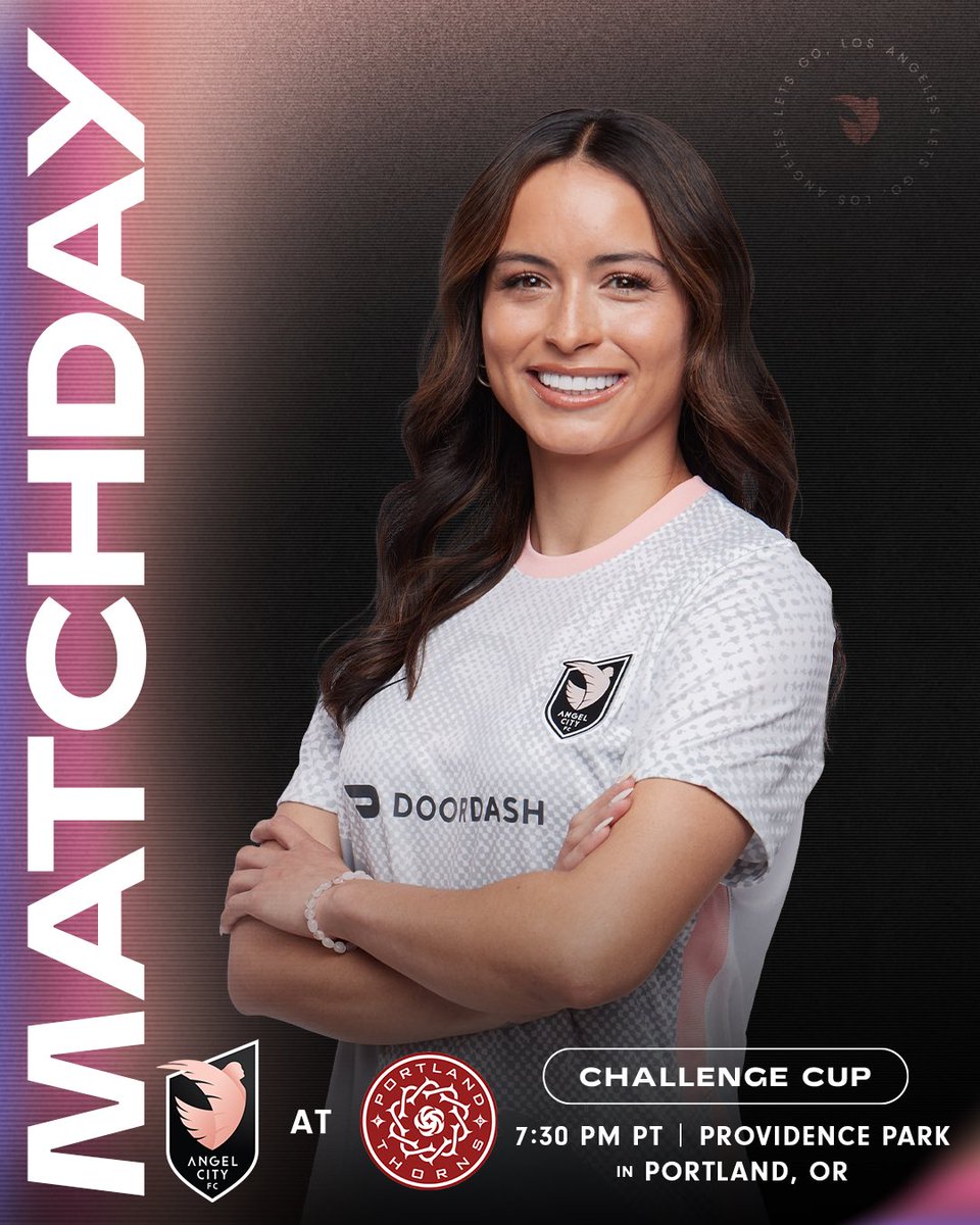 weareangelcity's tweet photo. It's time for our next Challenge Cup matchup!
🆚 Portland Thorns
⏰ 7:30 PM PT
📍Providence Park
Tune in:
🪅 Local watch party: @ElDistrito14 
📺 Paramount+
📻 @iHeartRadio Angel City FC (ENG)
🌍 https://t.co/OWYaatCbf4 (INT'L)
#AngelCityFC | #NWSL | #ChallengeCup https://t.co/hUWy57wM6p
