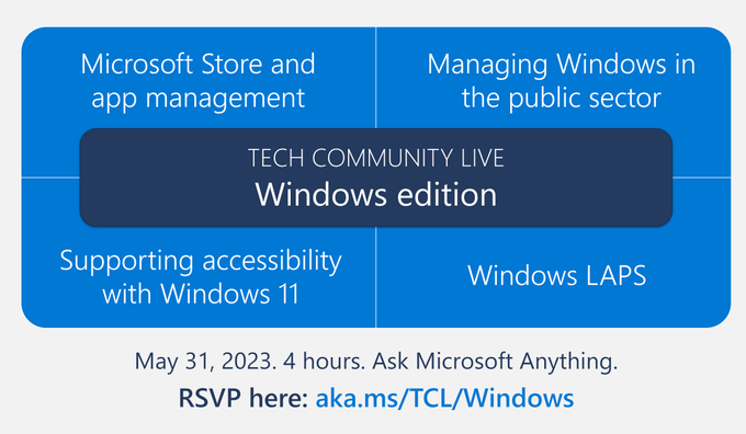 Hoorge's tweet photo. Join us now for Tech Community Live Windows edition AMA and get your questions answered. https://t.co/G1PCoSHHSr 

I'm hosting the #Windows11 #Accessbility AMA at 9:30AM PT. See ya soon!
#Windows #ITpros #MSIntune #Windows365 https://t.co/JEVVadxE8V