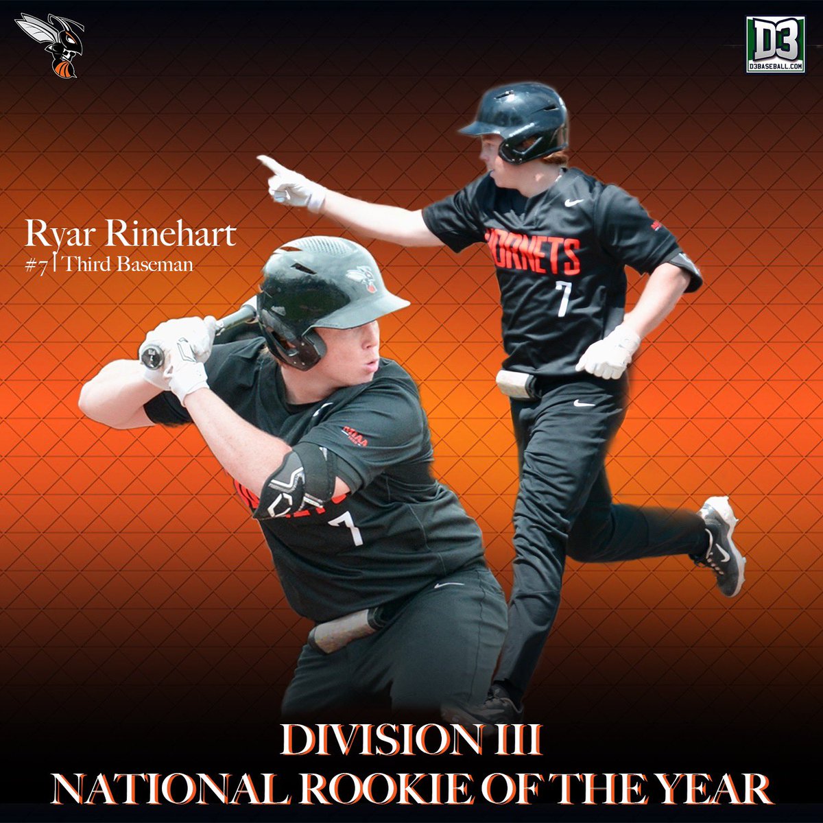kzoobaseball's tweet image. ‼️NATIONAL ROOKIE OF THE YEAR‼️ 

Ryar Rinehart becomes the first player in program history, and the second player in MIAA history, to earn D3Baseball.com National Rookie of the Year honors! 🐝⚾️

#d3baseball