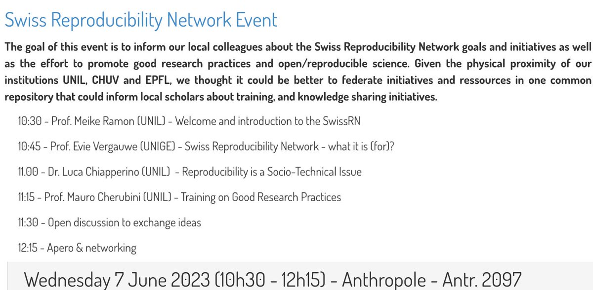 Next week @martigan and I are hosting the 1st @SwissRN event at @unil ! Hope to see a lot of colleagues & friends from @sspunil @heclausanne @FGSE_UNIL @FDCA_UNIL @FTSR_UNIL @FBM_UNIL @LettresUNIL and @EPFL @_TheSense_ @CHUVLausanne (-> Registration link in next tweet)