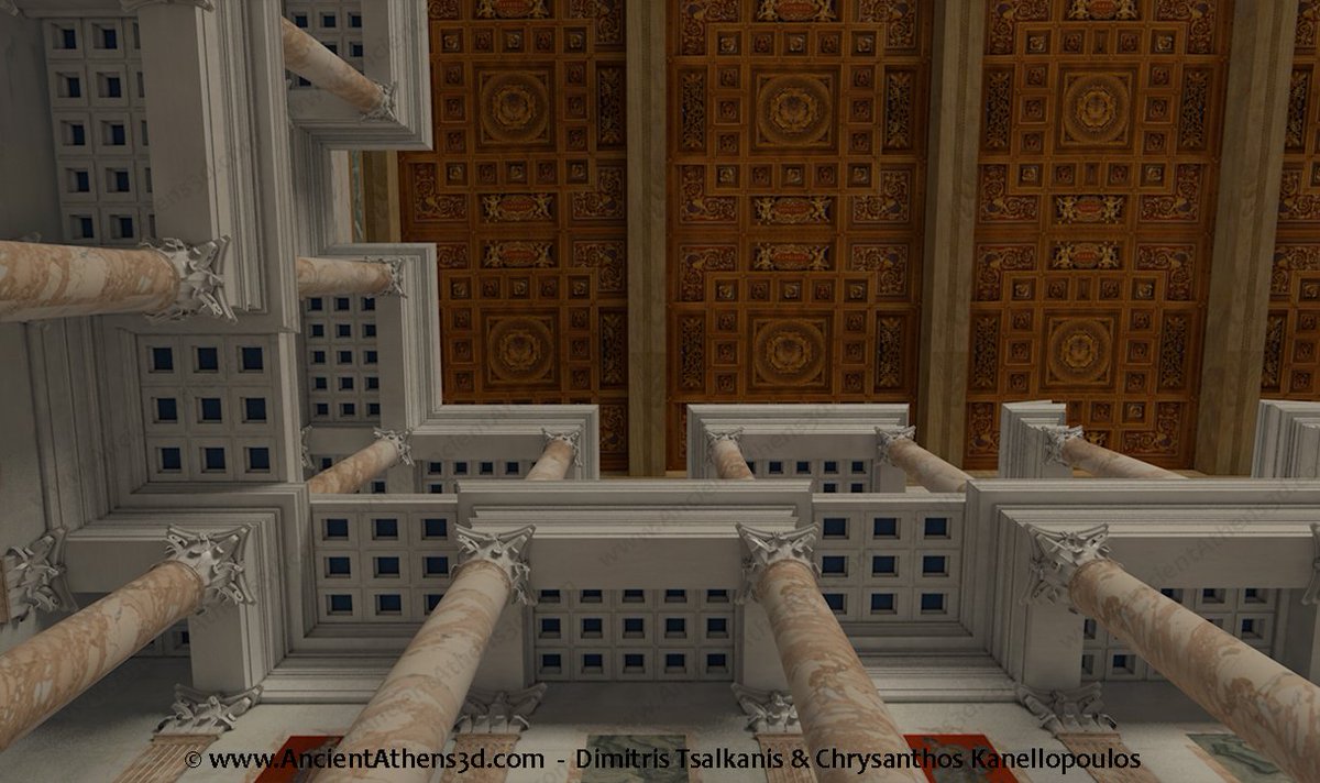 athenianism's tweet photo. A reconstruction of Hadrian's Library, which was built in 132 CE on the north side of the Athenian Acropolis. ❤️‍🔥 https://t.co/j27oUzp9b4