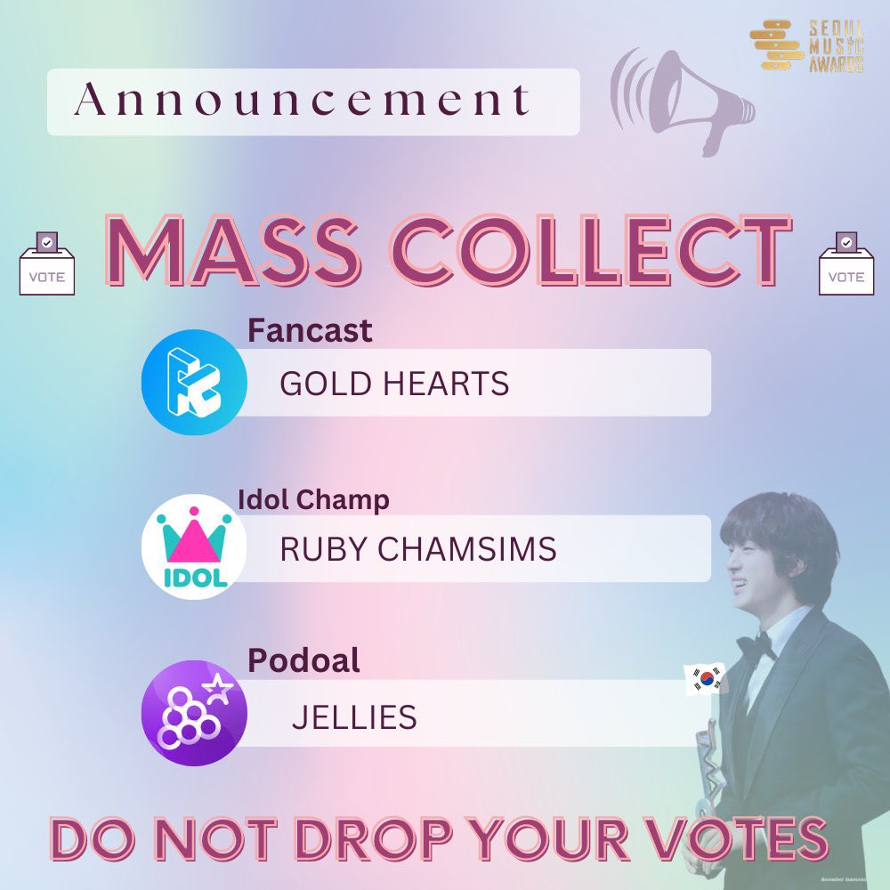 HJ! ๐บ๐ธ (@hourjinnie) on Twitter photo ๐ข ๐ ๐๐ฆ๐ฆ ๐๐ข๐๐๐๐๐ง๐๐ข๐ก of votes starts now!
We are encouraging everyone to mass collect votes on all three apps for SMA Artist of the Month:
โ Fancast ๐
โ Idol Champ โค๏ธ
โ Podoal โก
๐ DM to join the voting team
โผ๏ธDO NOT drop any votes until further notice ๐ข ๐ ๐๐ฆ๐ฆ ๐๐ข๐๐๐๐๐ง๐๐ข๐ก of votes starts now!
We are encouraging everyone to mass collect votes on all three apps for SMA Artist of the Month:
โ Fancast ๐
โ Idol Champ โค๏ธ
โ Podoal โก
๐ DM to join the voting team
โผ๏ธDO NOT drop any votes until further notice