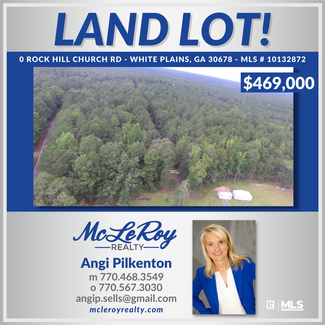 🌳 LAND LOT: Angi has a wonderful 67+ acre lot in White Plains available! 💥 Give her a call today for more information! #whiteplains #greenecounty #realestate #landlot #I20 #atlanta #mcleroyrealty