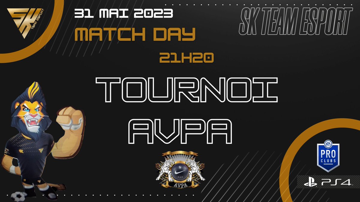 Se soir au programme pour @ClubSKEsportps4 ⚽️tournoi @AVPAFR à 21h20.
Force à vous la team @uzi13600 <a href="/iLNasake/">Nasake</a> #SKESPORTPS4 
#fifa23 #ps4 #esport #clubpro #11vs11