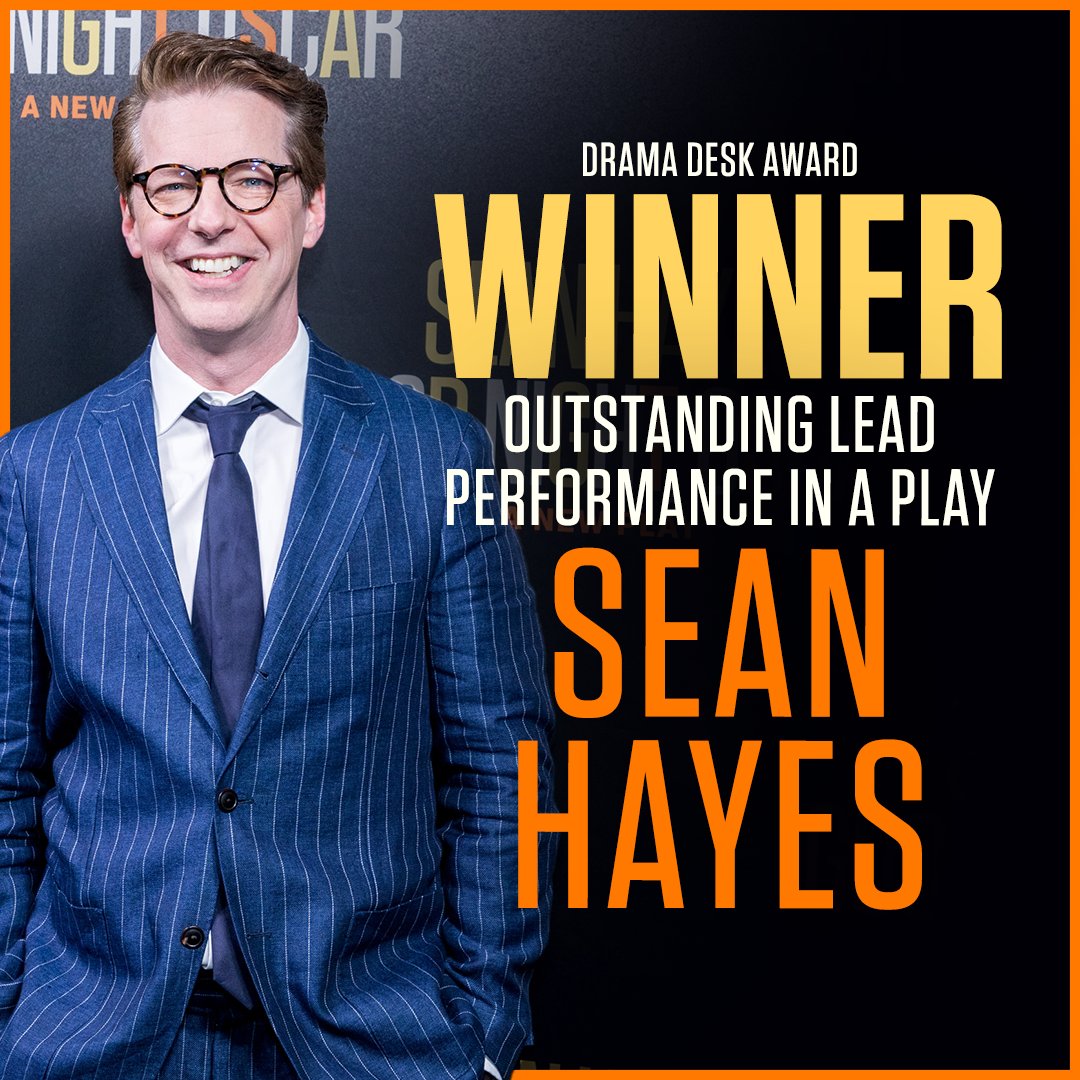 GoodnightOscar's tweet photo. This just in! @SeanHayes has won a Drama Desk Award for Outstanding Lead Performance in a Play! https://t.co/JHNK8rRgIe