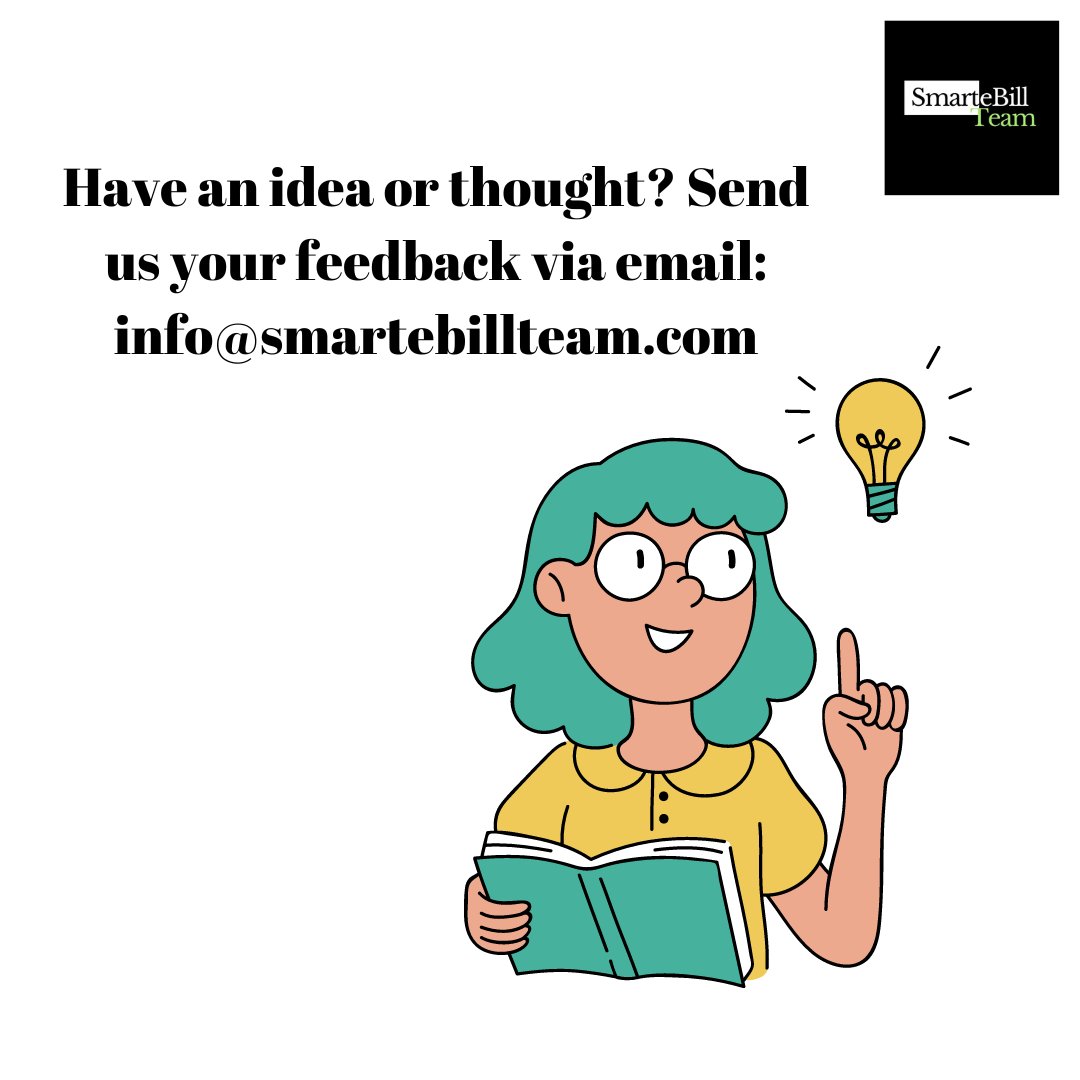 Have an idea or thought to share with us? 

Submit your honest ideas and thoughts via email: info@smartebillteam.com 😎

#feedback #contactus #email #emailus #review #smartebillteam #law #legalbilling #lawyers